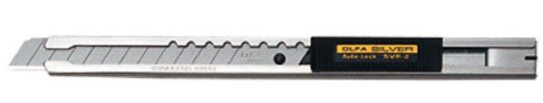 Нож 9мм OLFA (с выдвижным лезвием и корпусом из нерж. стали, SVR-2) - фото OL-SVR-2