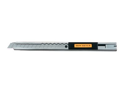 Нож 9мм OLFA (с выдвижным лезвием и корпусом из нерж. стали, SVR-2) - фото SVR-1